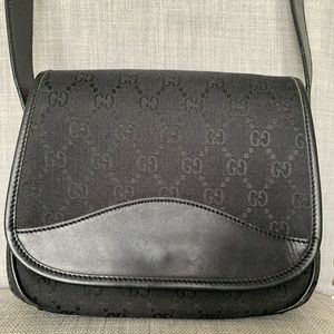 Gucci canvas and leather crossbody bag.